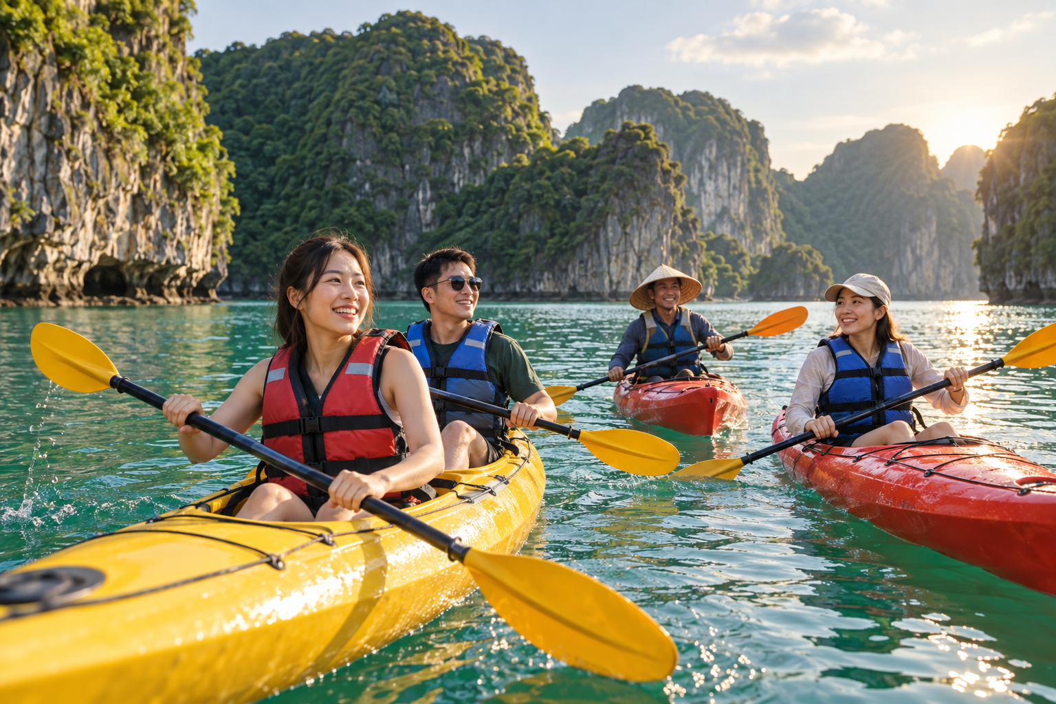 Đến gần mặt nước bằng kayak